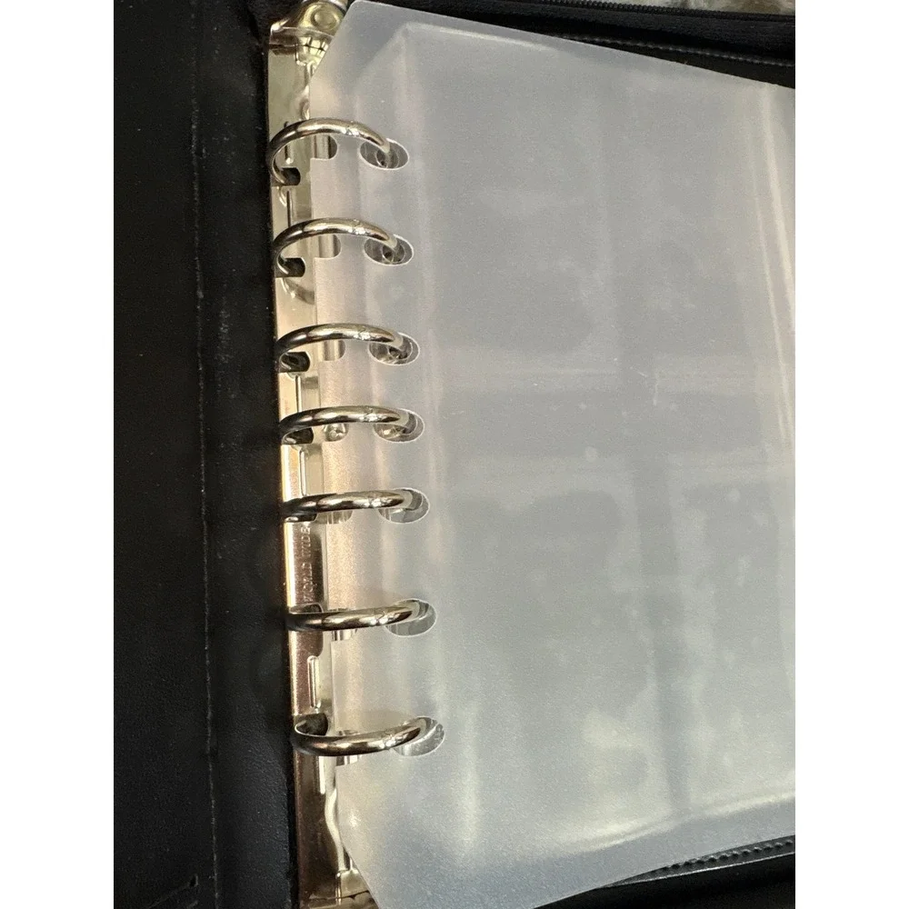 FranklinCovey 365‎ Black Faux Leather 7-Ring Zippered Planner Binder 9.5x7